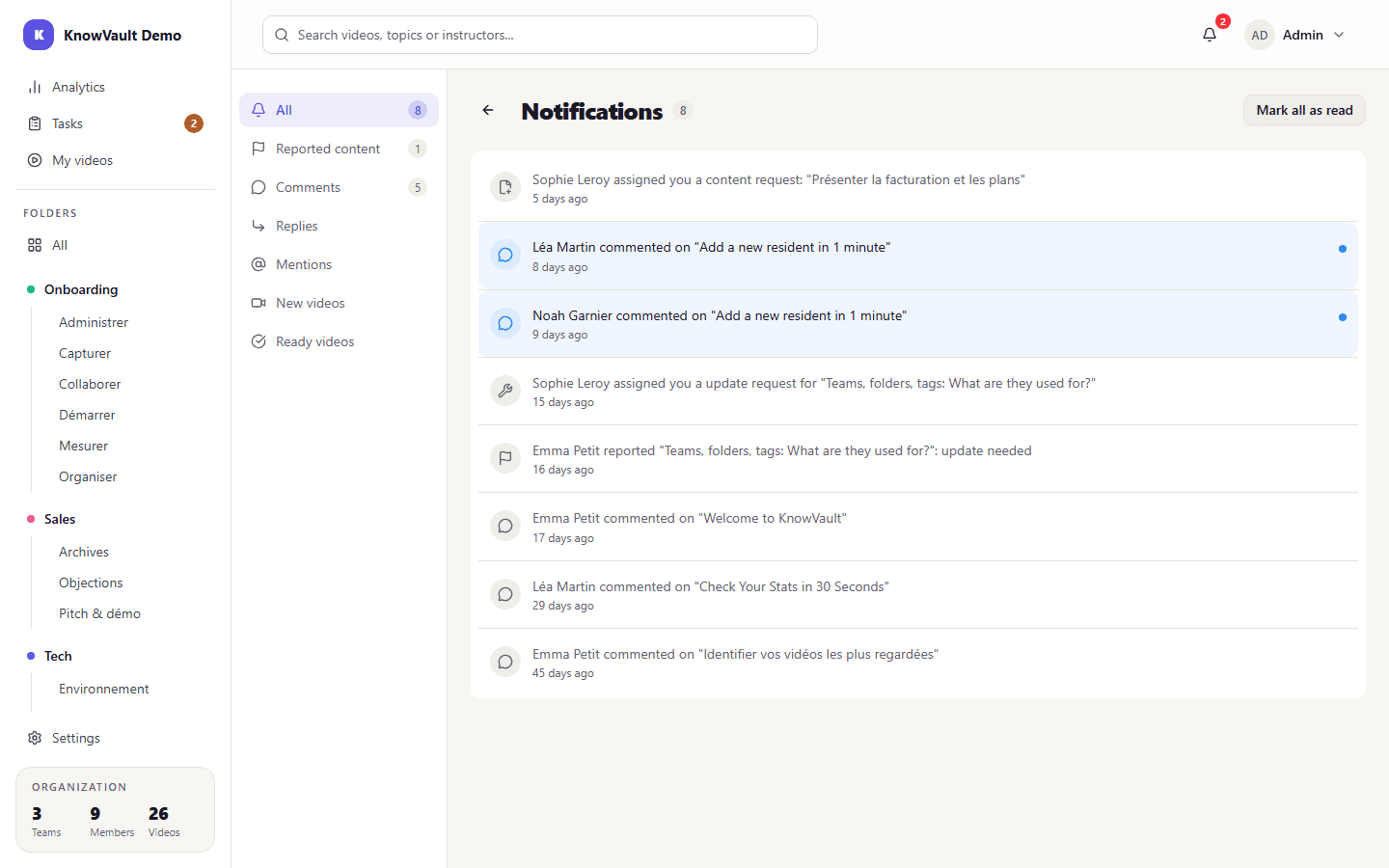 Notification center