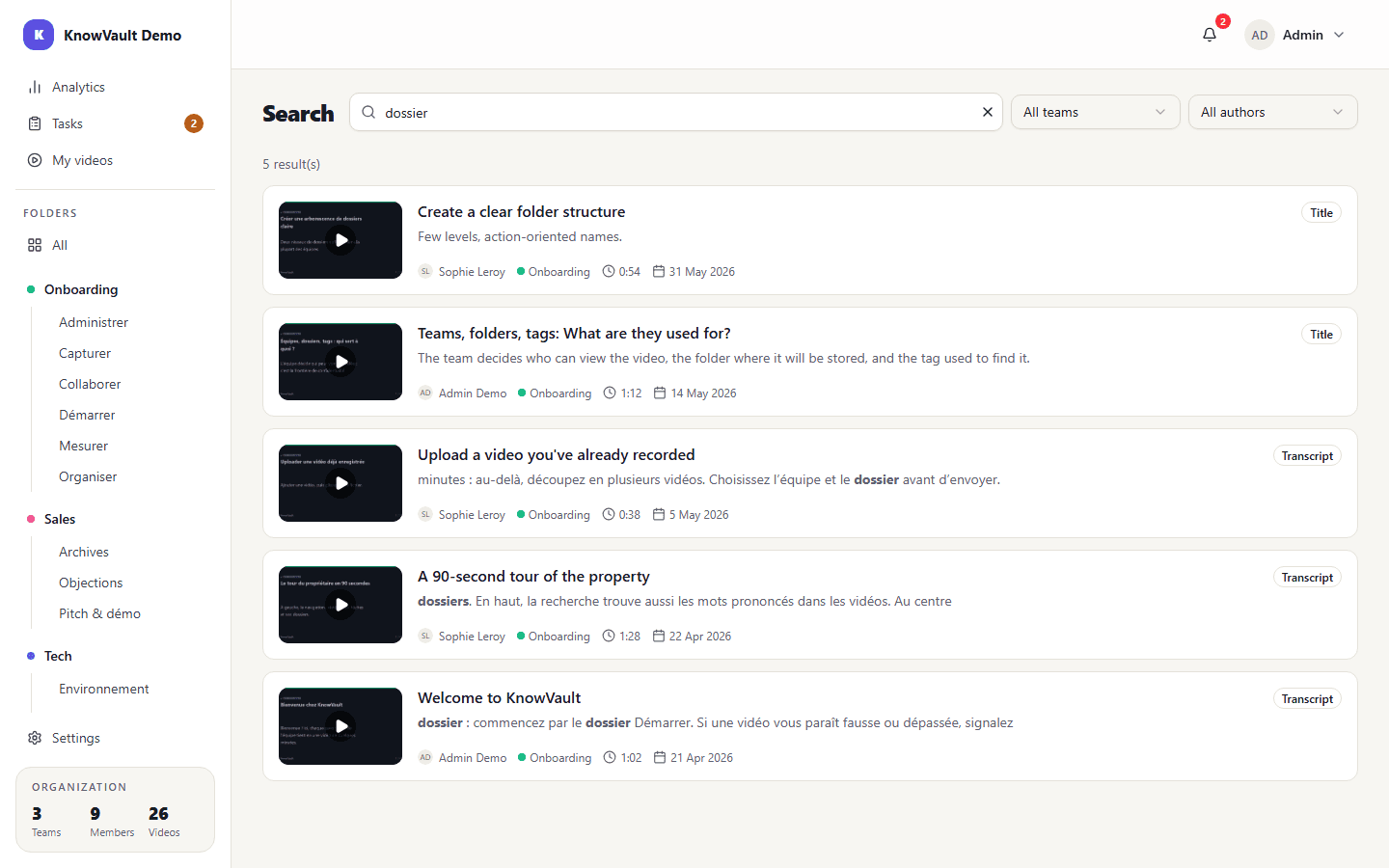 Search results