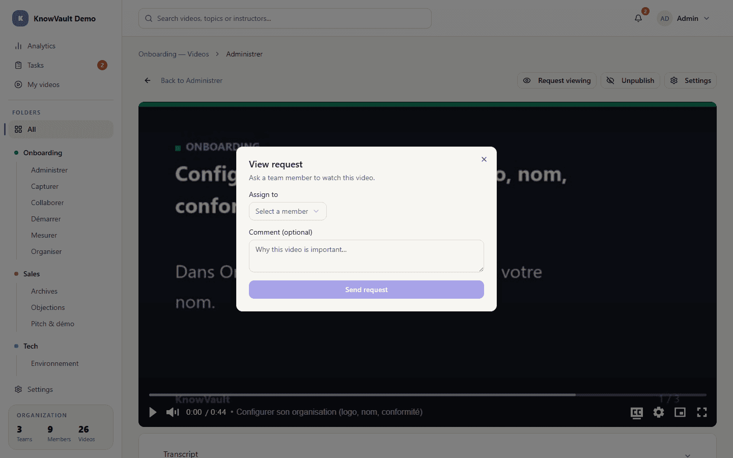 View request window